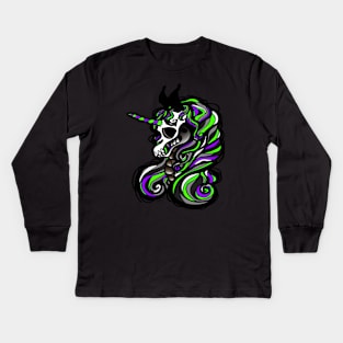 Unicorn Skeleton (Purple and Green Version) Kids Long Sleeve T-Shirt